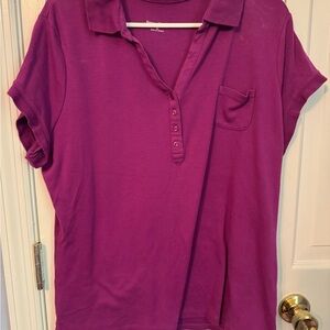 Classic Women’s short Sleeve Polo Studio Works Magenta Button Down Shirt